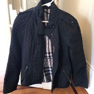 Burberry black quilted jacket size 12